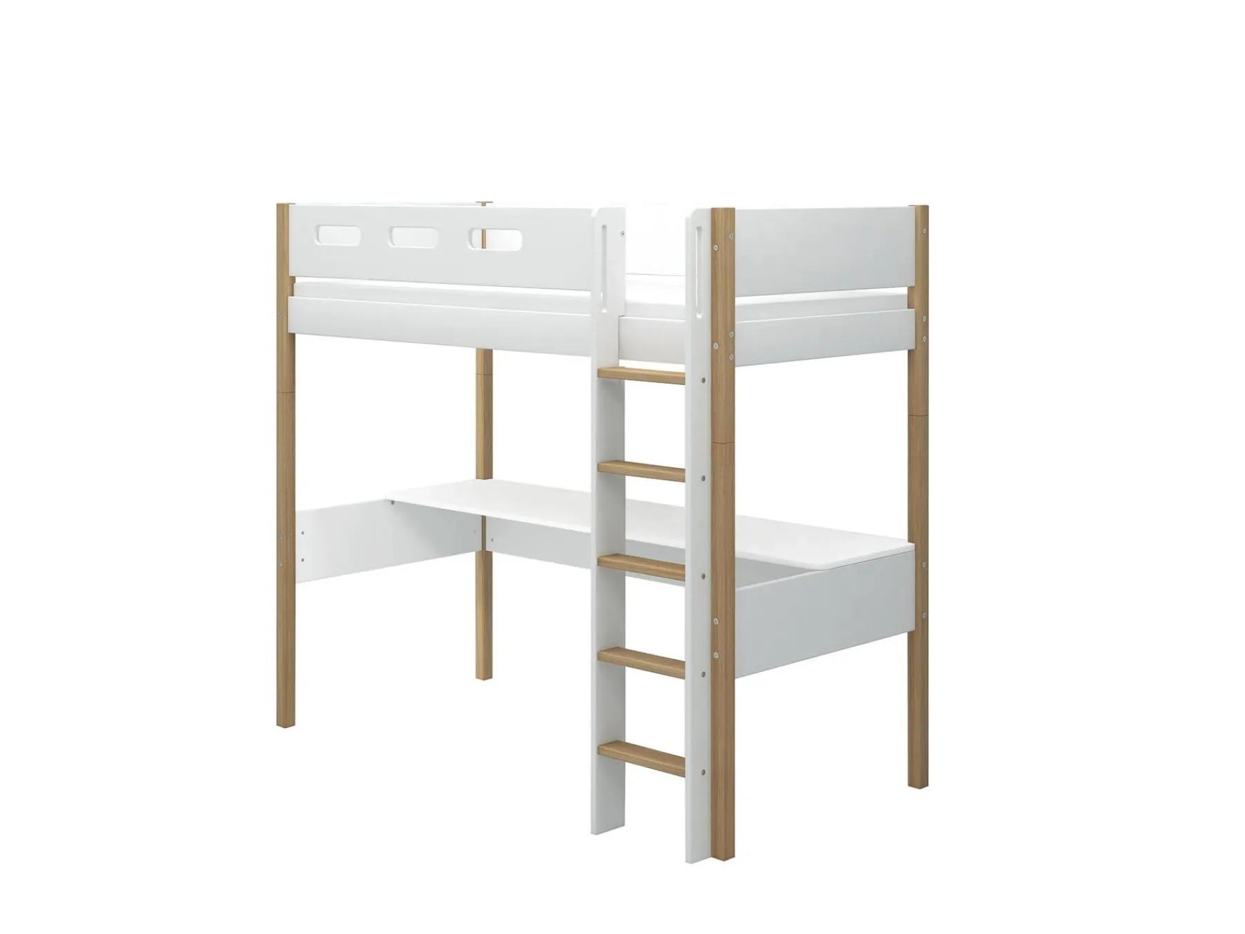 FLEXA High bed w. straight ladder and desk* Beds With Desk | High Beds