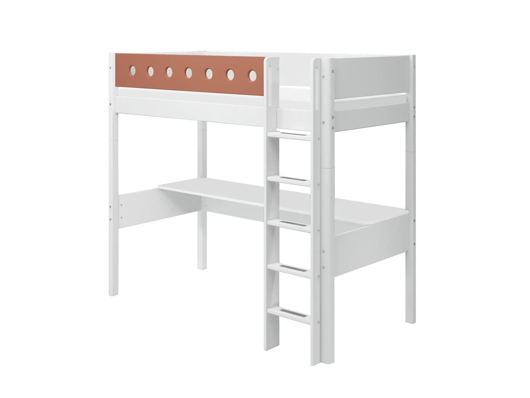 FLEXA High bed w. straight ladder and desk* Beds With Desk | High Beds