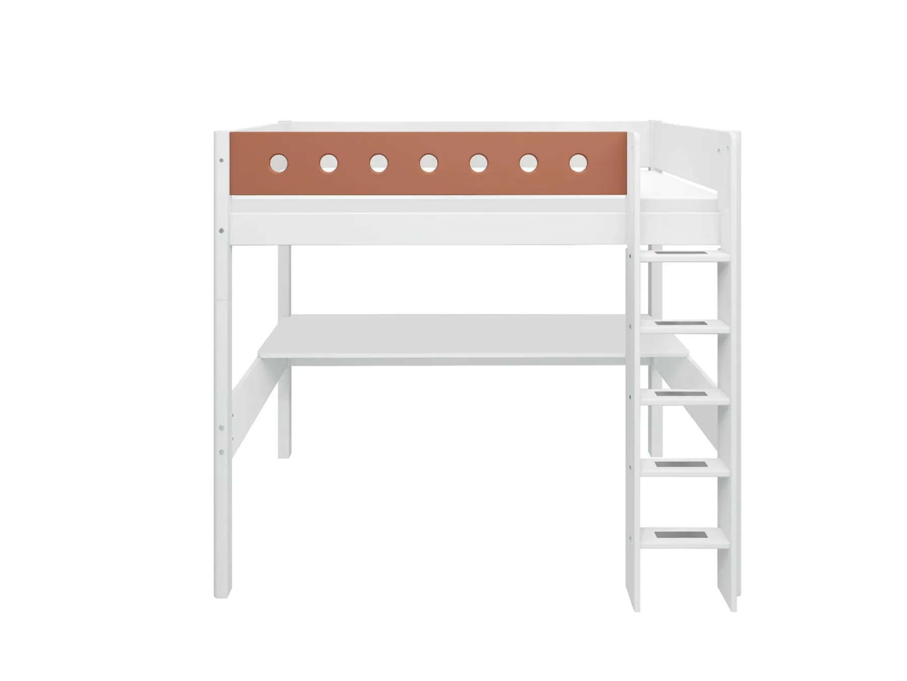 FLEXA High bed w. straight ladder and desk* Beds With Desk | High Beds