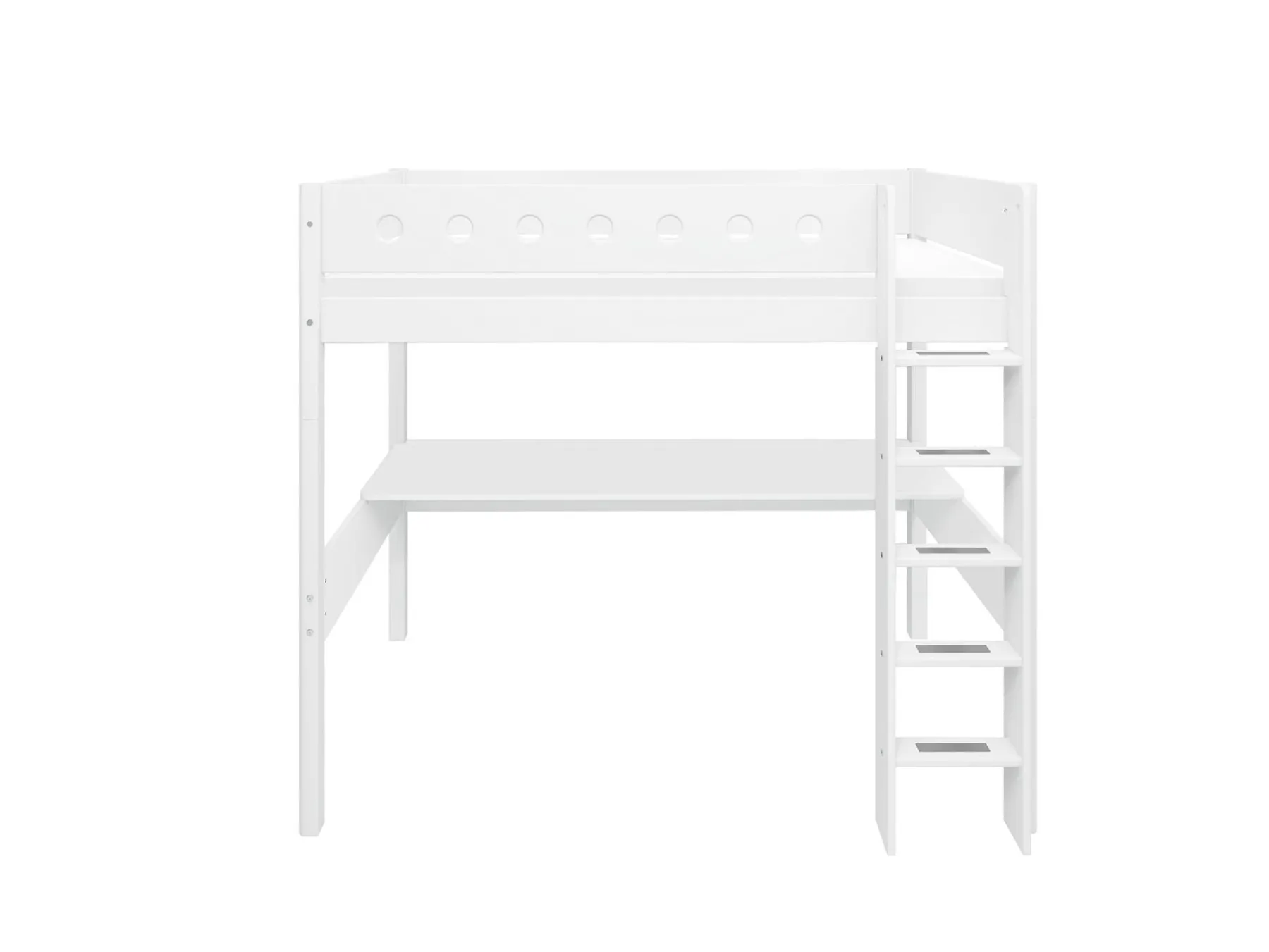 FLEXA High bed w. straight ladder and desk* Beds With Desk | High Beds