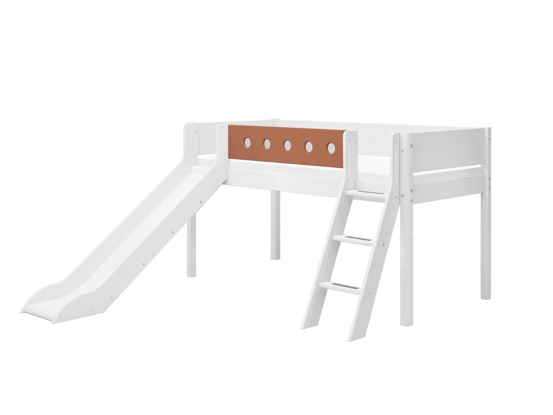 FLEXA Mid-high bed w. slanting ladder and slide* Mid High Beds | Beds With Slide