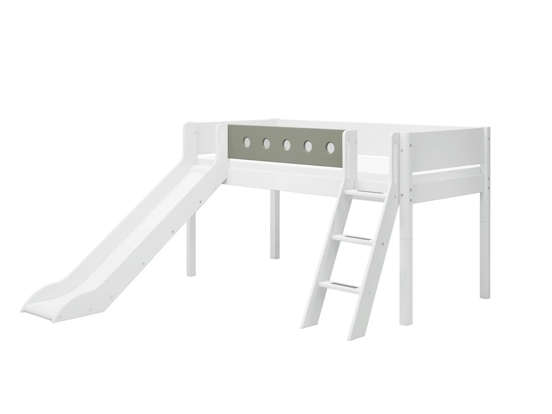 FLEXA Mid-high bed w. slanting ladder and slide* Beds With Slide | Mid High Beds