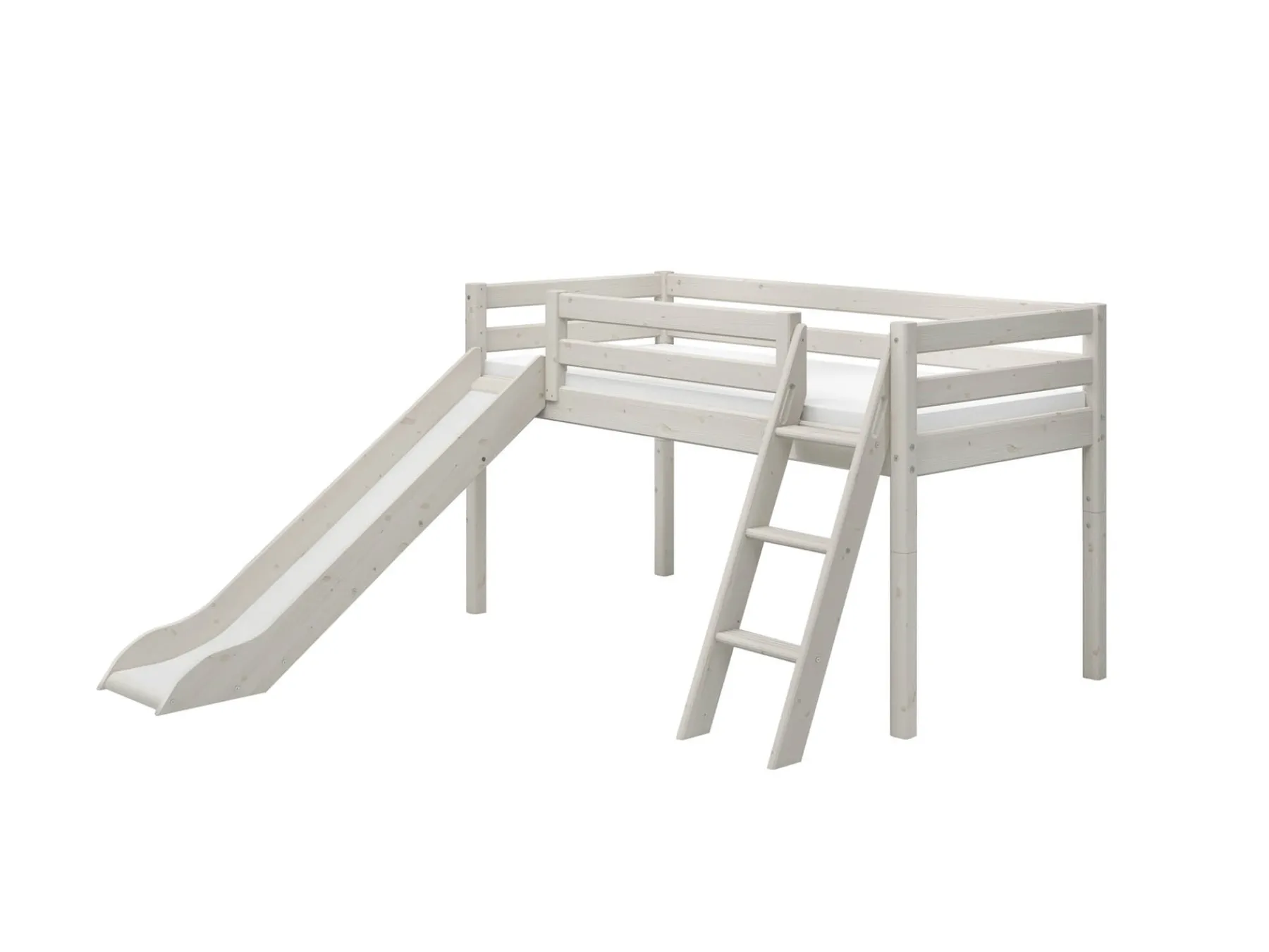 FLEXA Mid-high bed w. slanting ladder and slide* Beds With Slide | Mid High Beds