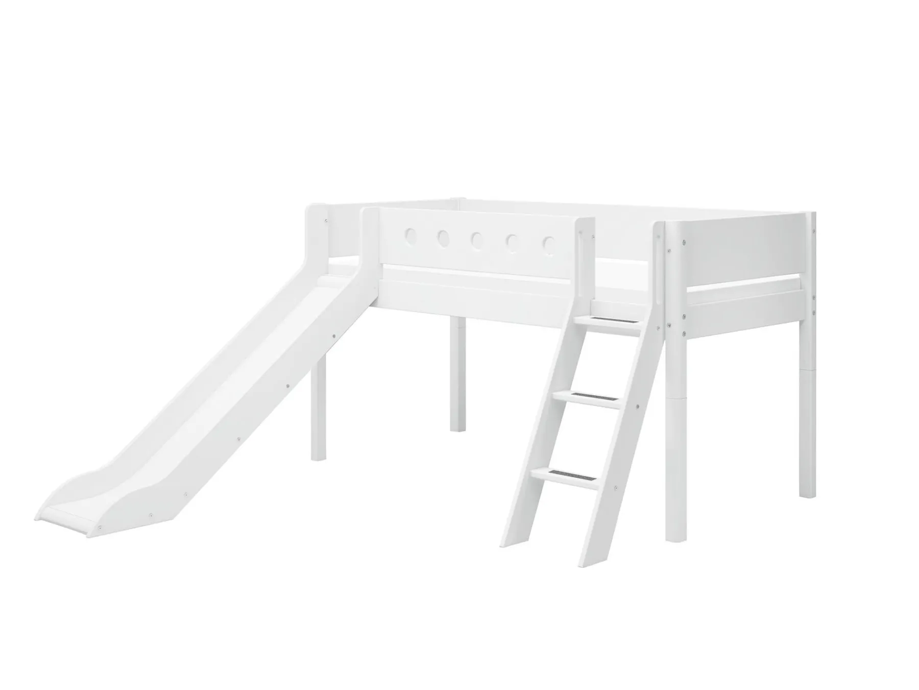 FLEXA Mid-high bed w. slanting ladder and slide* Beds With Slide | Mid High Beds