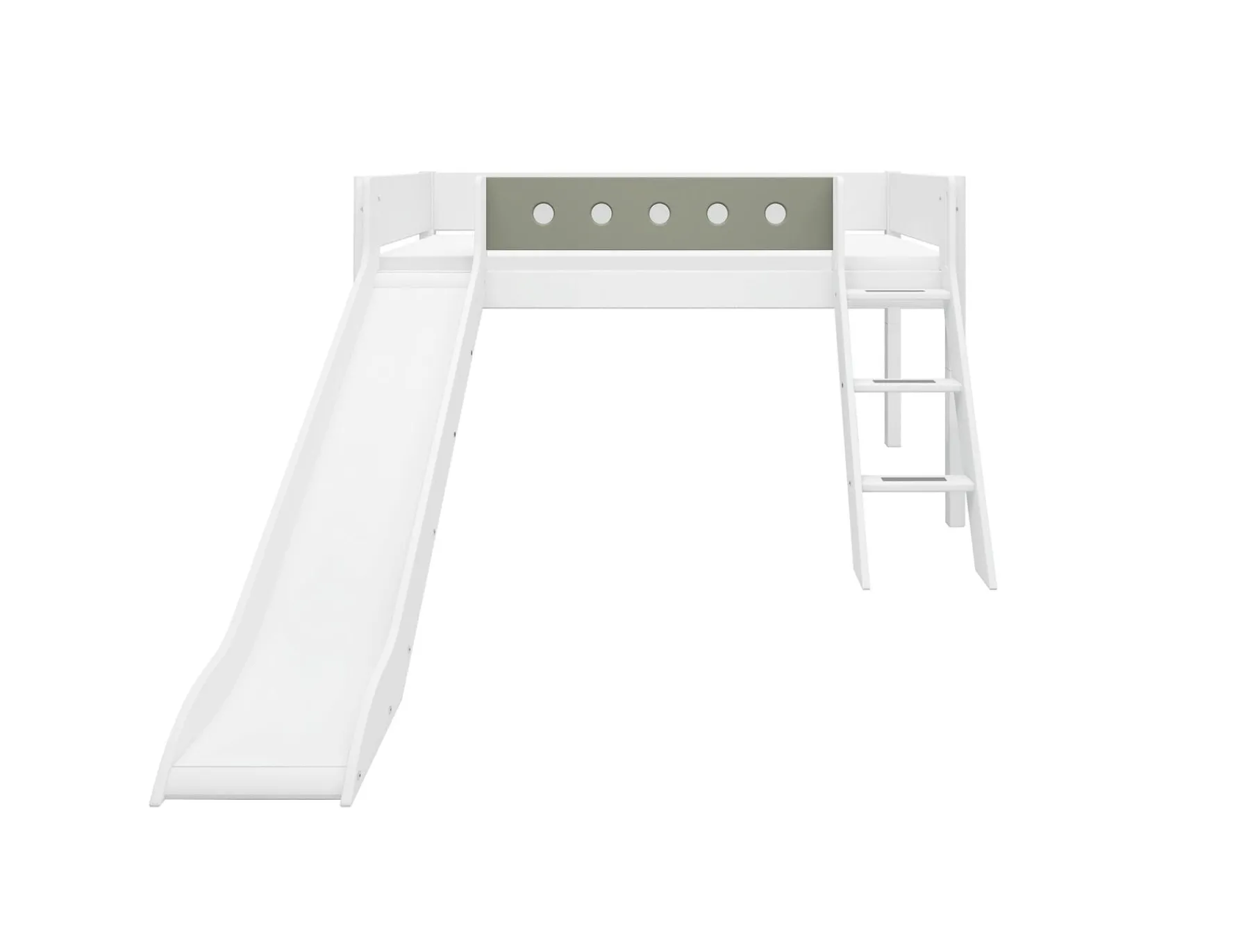 FLEXA Mid-high bed w. slanting ladder and slide* Beds With Slide | Mid High Beds