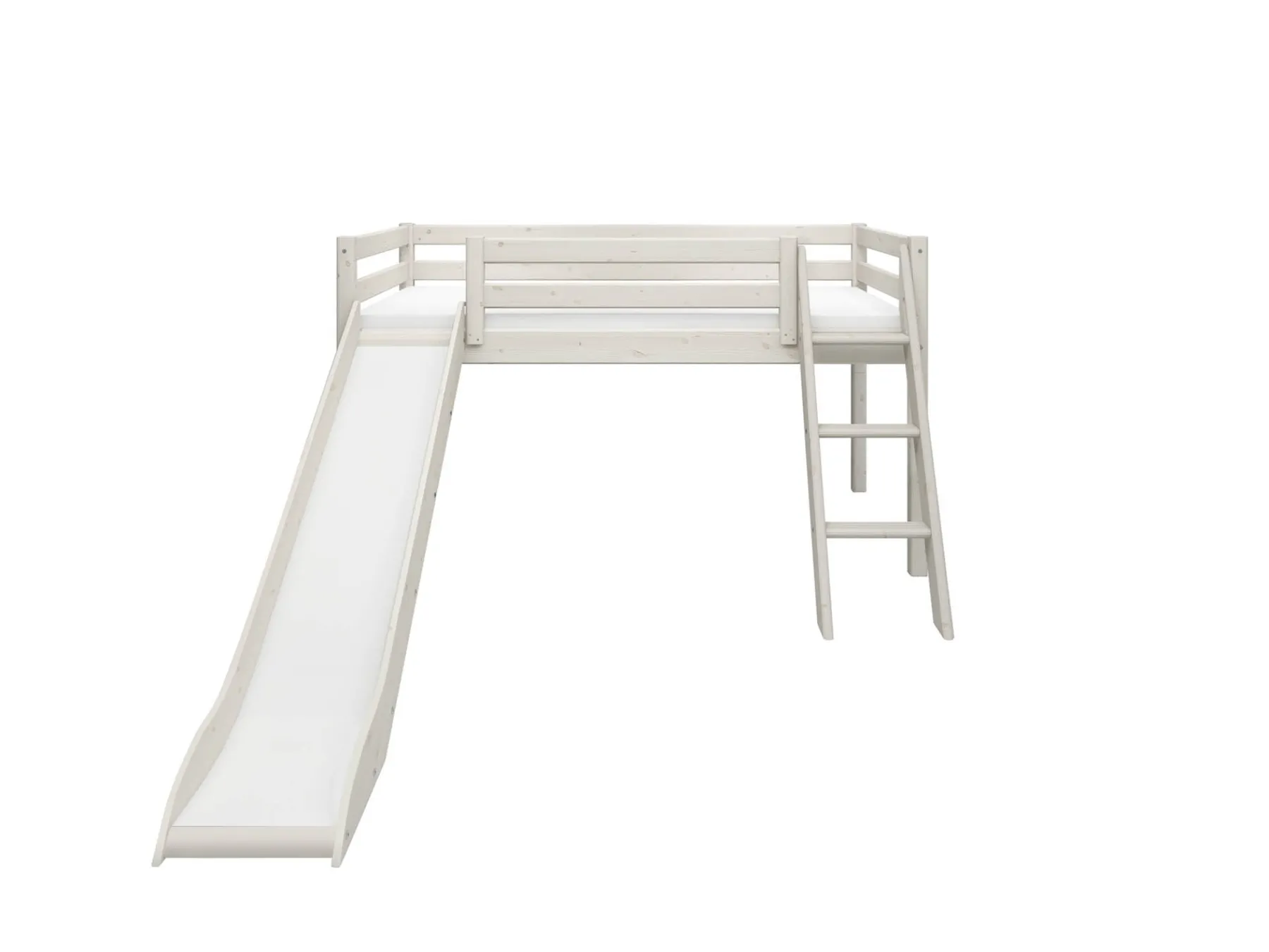 FLEXA Mid-high bed w. slanting ladder and slide* Beds With Slide | Mid High Beds