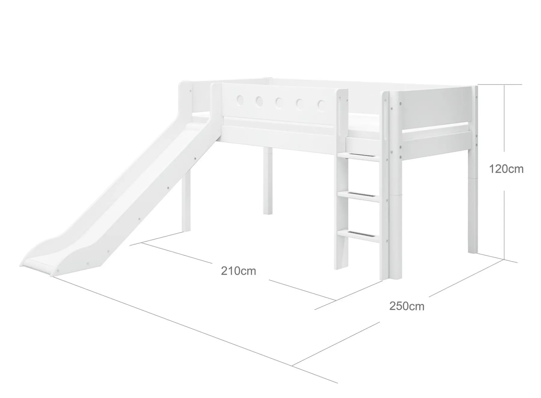 FLEXA Mid-high bed w. straight ladder and slide* Beds With Slide | Mid High Beds