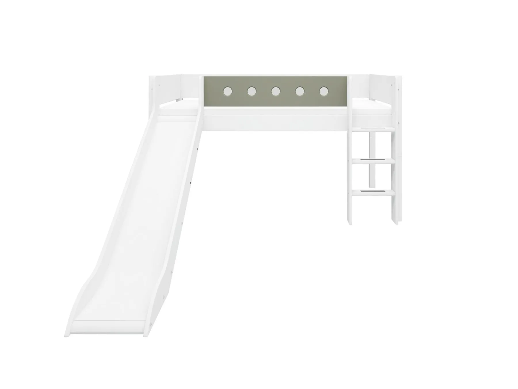 FLEXA Mid-high bed w. straight ladder and slide* Beds With Slide | Mid High Beds